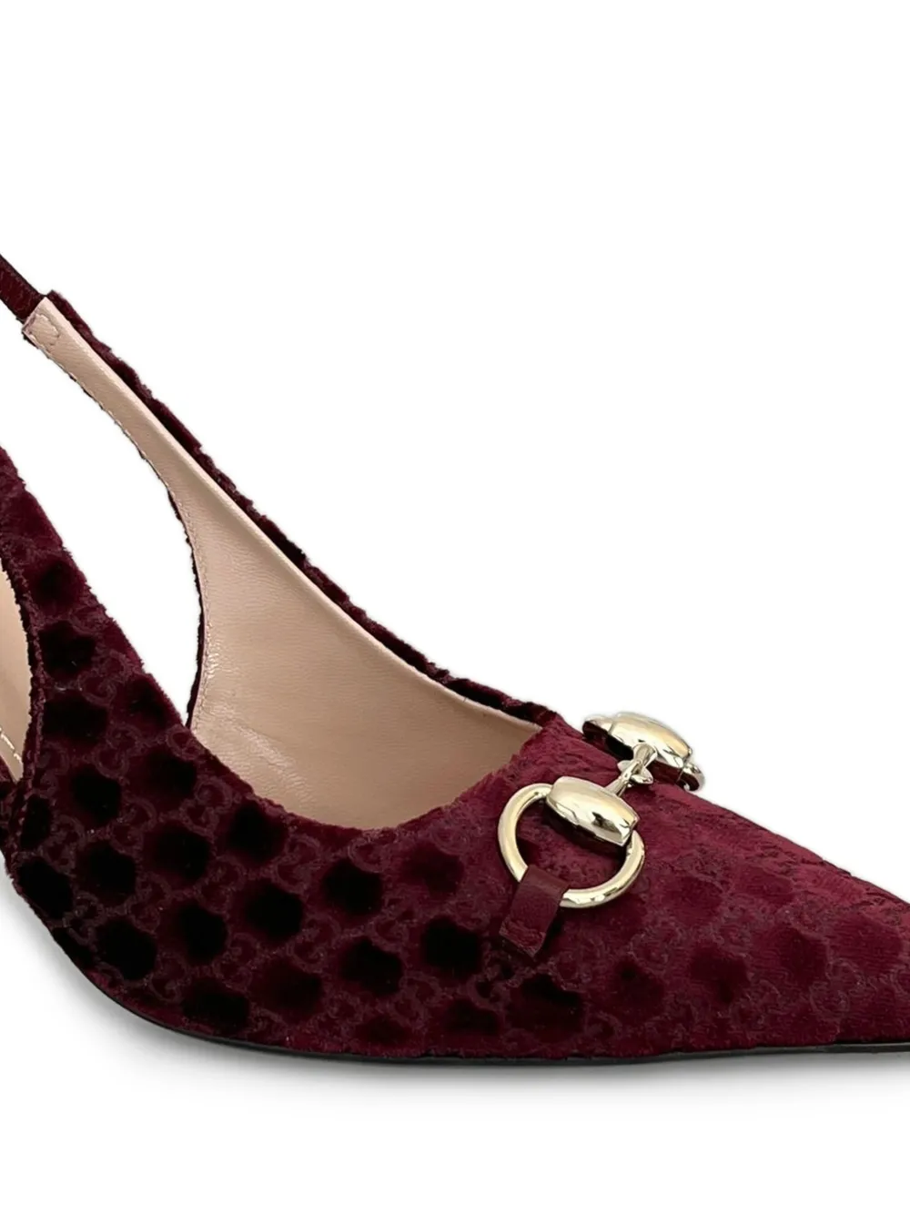 Gucci horsebit patterned slingback pumps Red