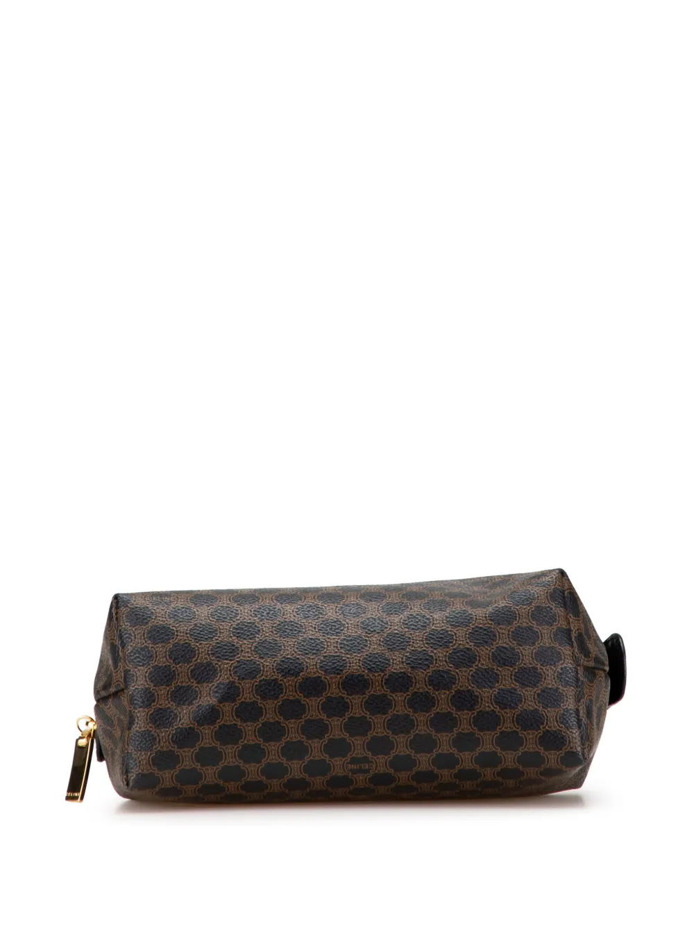 Pre-owned Celine 1999 Macadam Coated Canvas Cosmetic Pouch In Brown