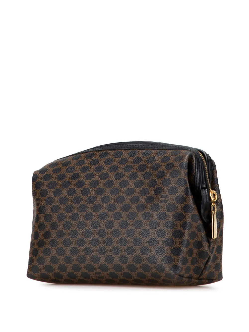 Pre-owned Celine 1999 Macadam Coated Canvas Cosmetic Pouch In Brown