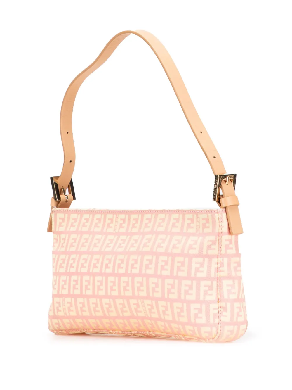 Pre-owned Fendi 2000-2010 Zucchino Canvas Pochette Shoulder Bag In Pink