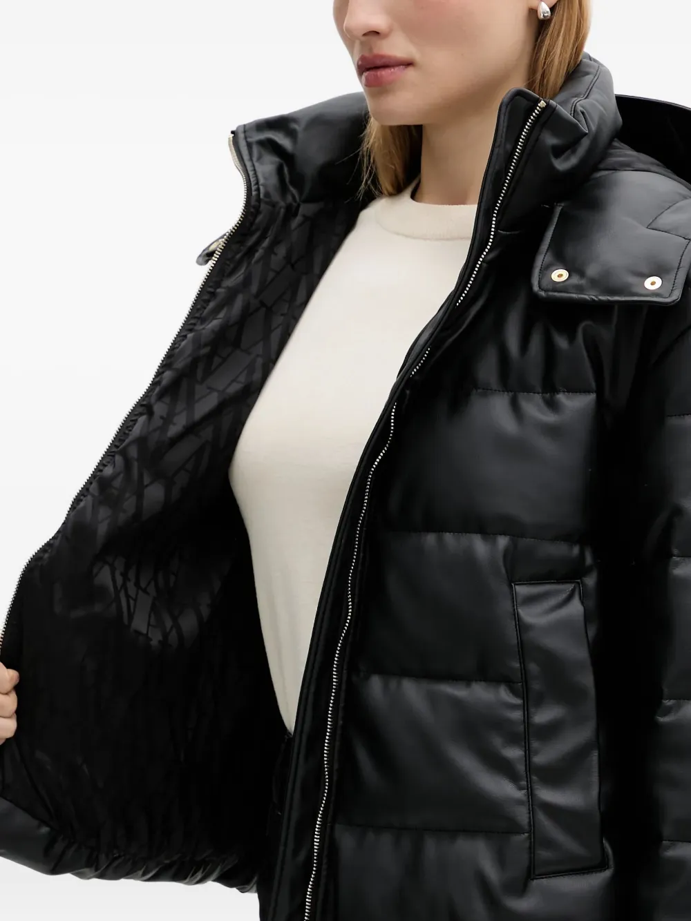 Armani Exchange Hooded Padded Jacket In Black