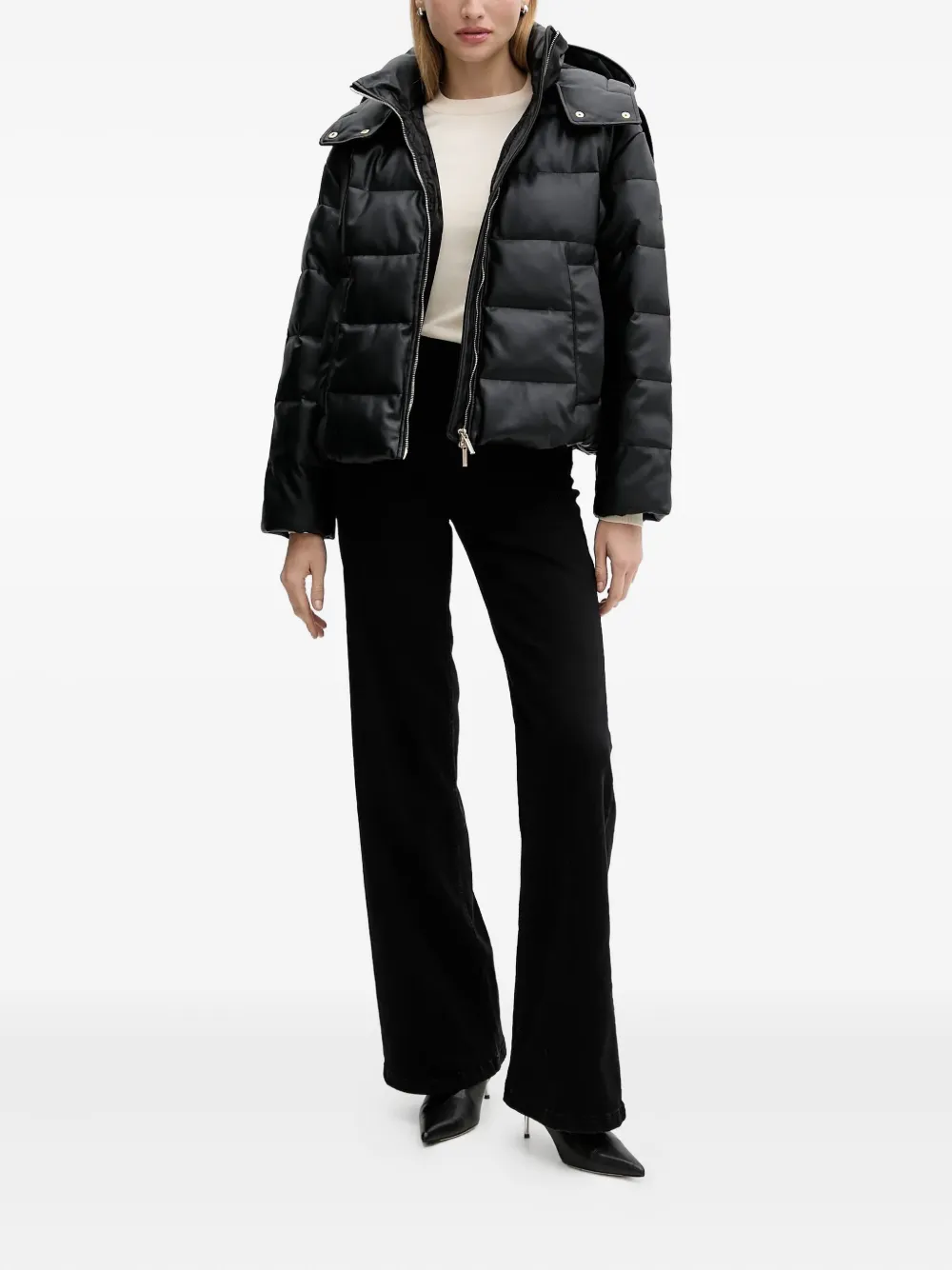 Armani Exchange Hooded Padded Jacket In Black