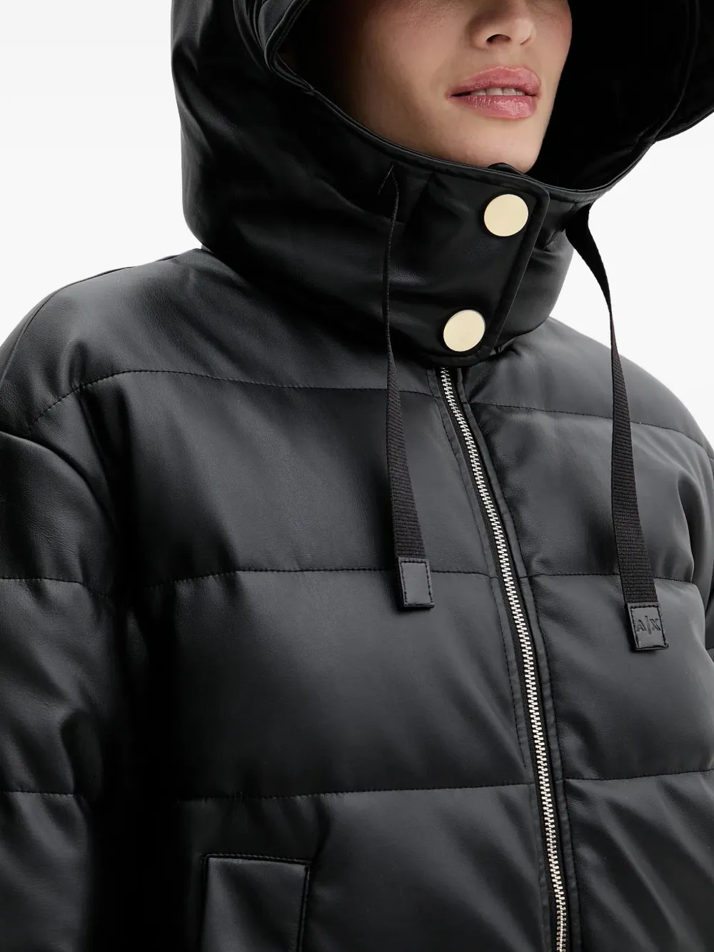 Armani Exchange Hooded Padded Jacket In Black