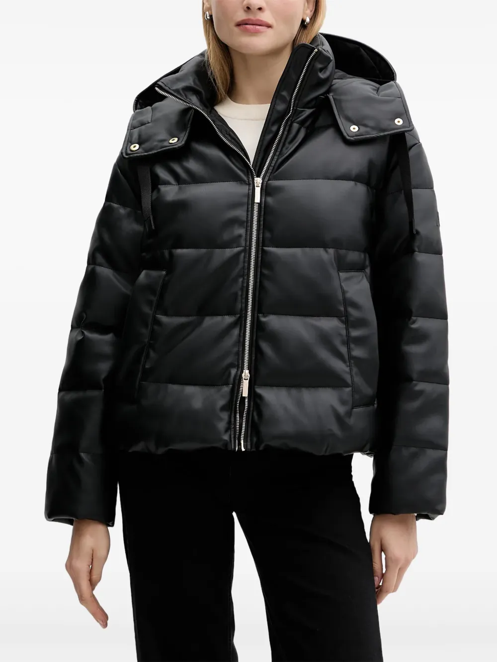 Armani Exchange Hooded Padded Jacket In Black