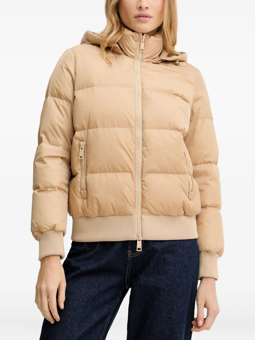 Armani Exchange Hooded Logo-patch Jacket In Orange