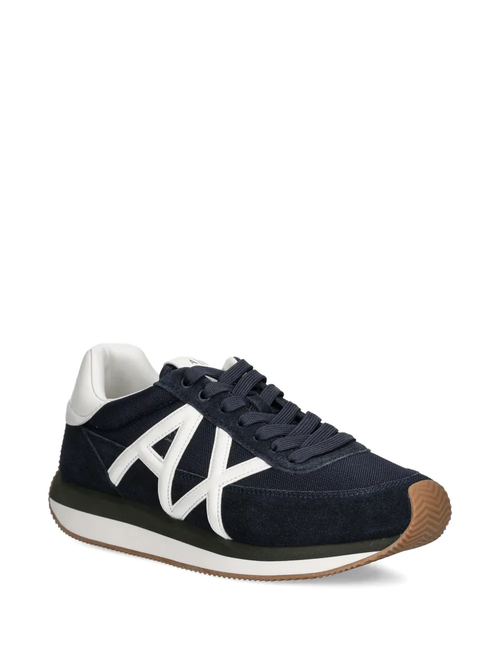 Armani Exchange lace-up logo-detail sneakers Blauw