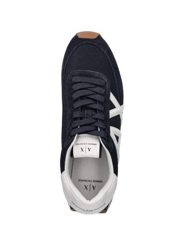 Armani Exchange - Urban Suede & Mesh Performance Sneakers, Man, Navy Blue, Size: 8