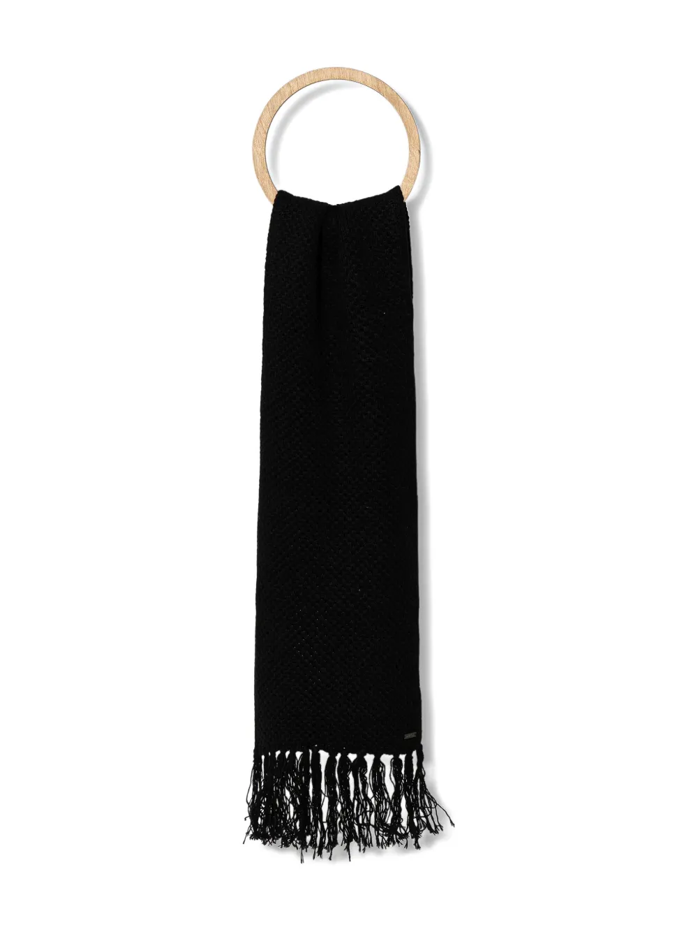 Armani Exchange logo-plaque fringed-edges scarf - Nero