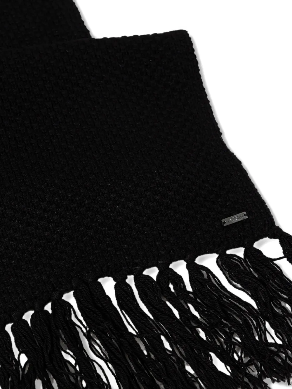 Armani Exchange logo-plaque fringed-edges scarf - Zwart