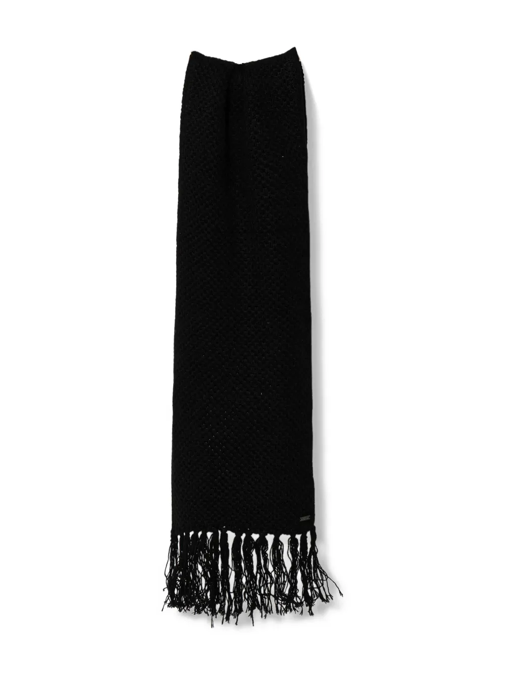 Armani Exchange logo-plaque fringed-edges scarf - Nero