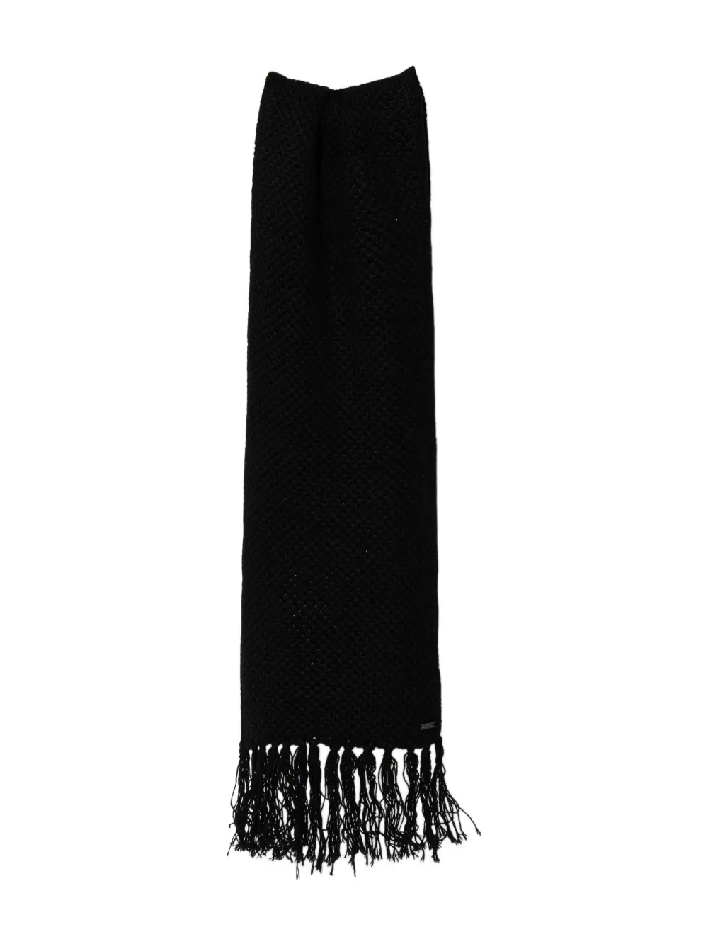 Armani Exchange logo-plaque fringed-edges scarf - Schwarz