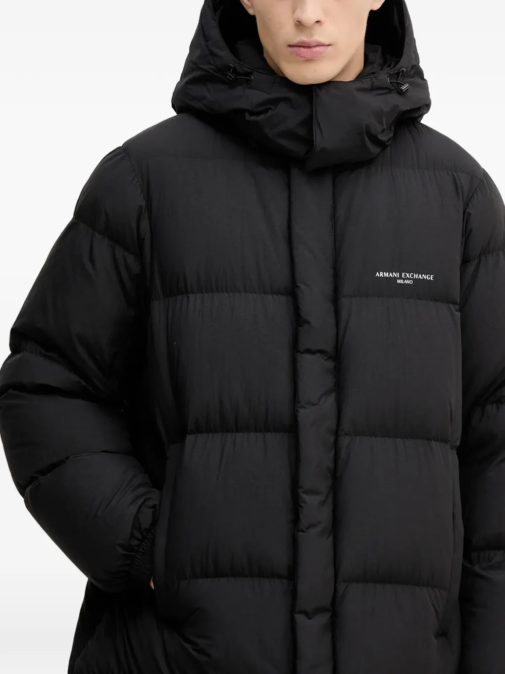 Armani Exchange Gewatteerde jas met capuchon Zwart
