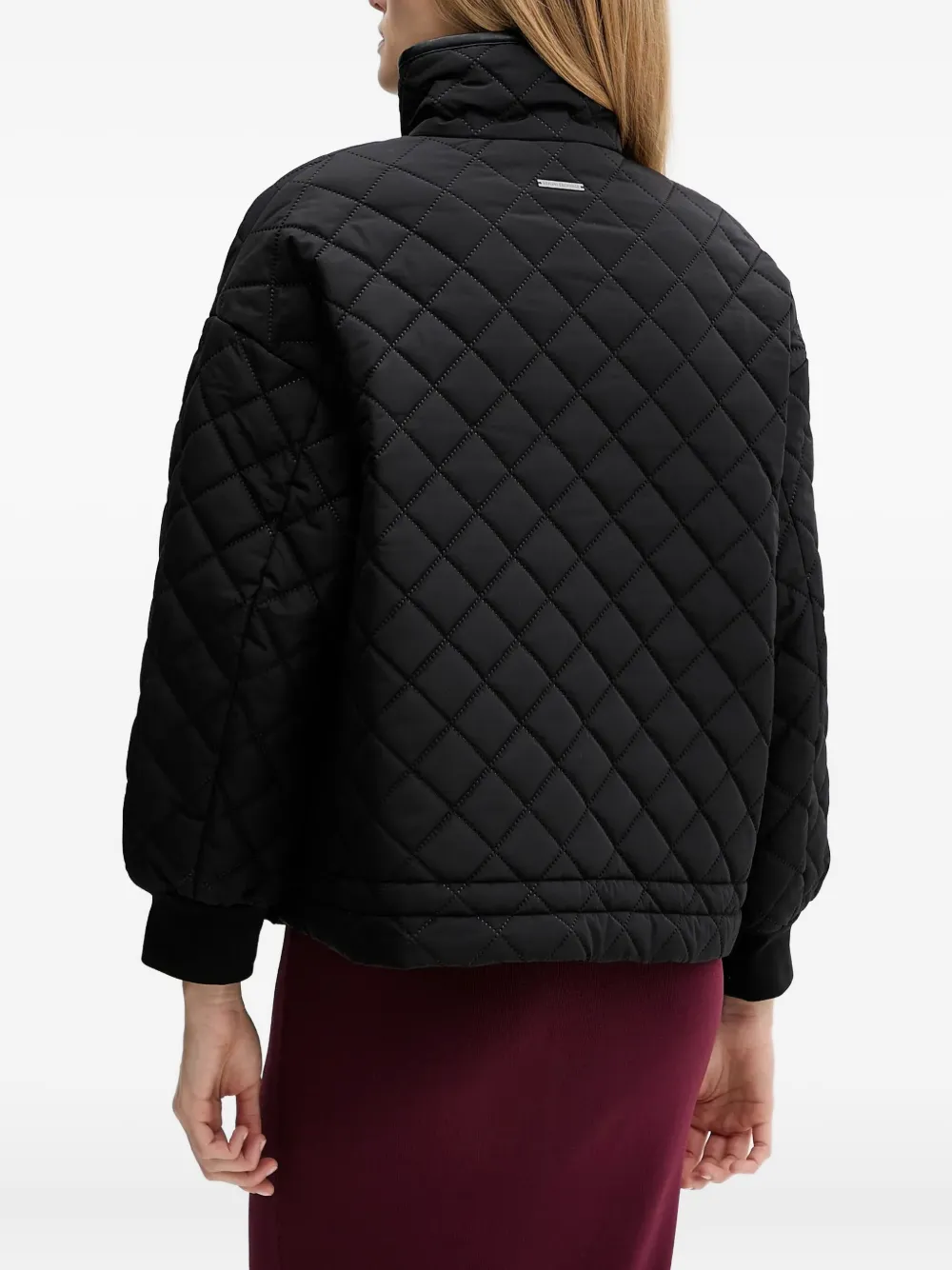 Armani Exchange Quilted Zip Jacket In Black