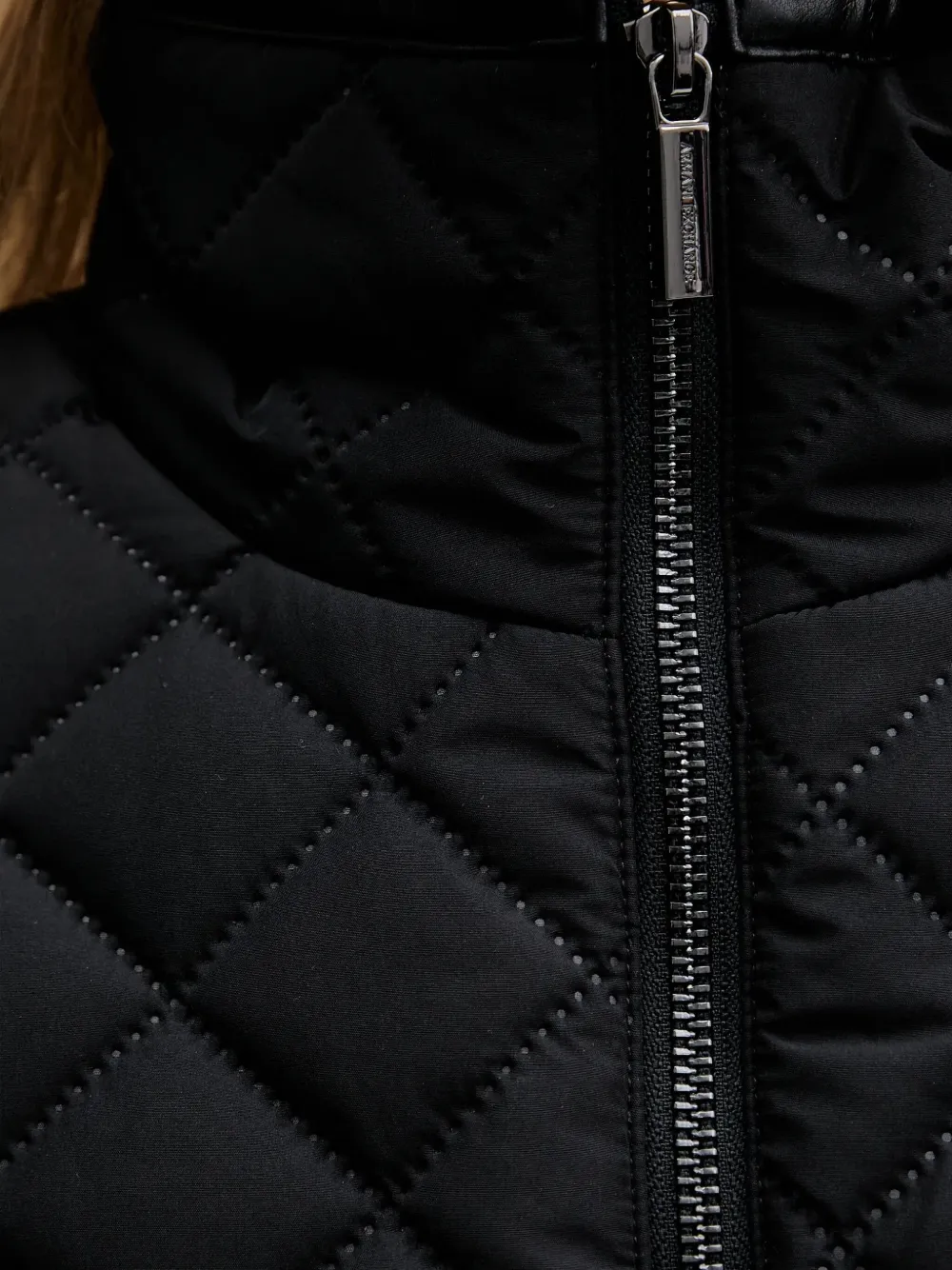 Armani Exchange Quilted Zip Jacket In Black