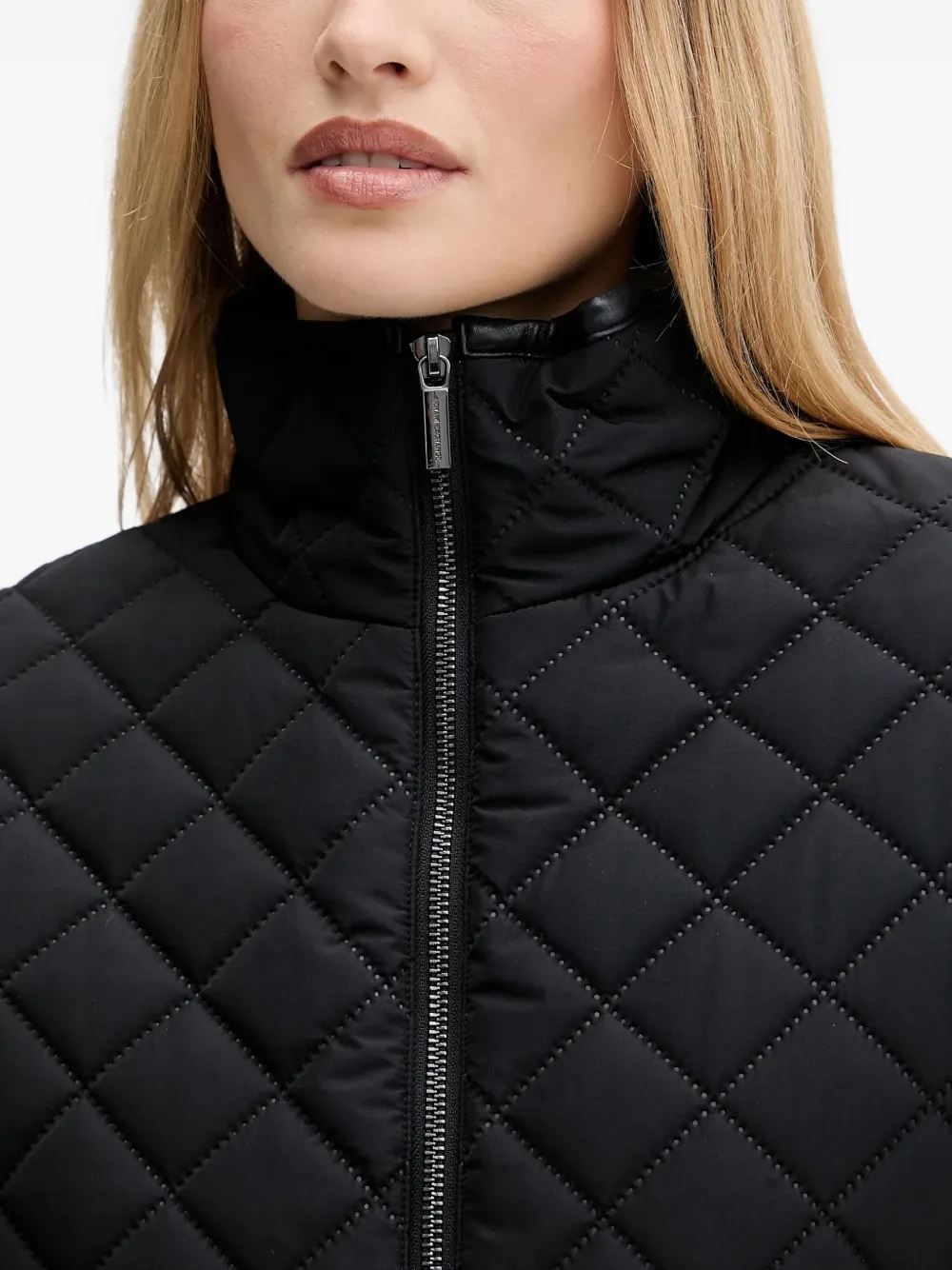 Armani Exchange Quilted Zip Jacket In Black