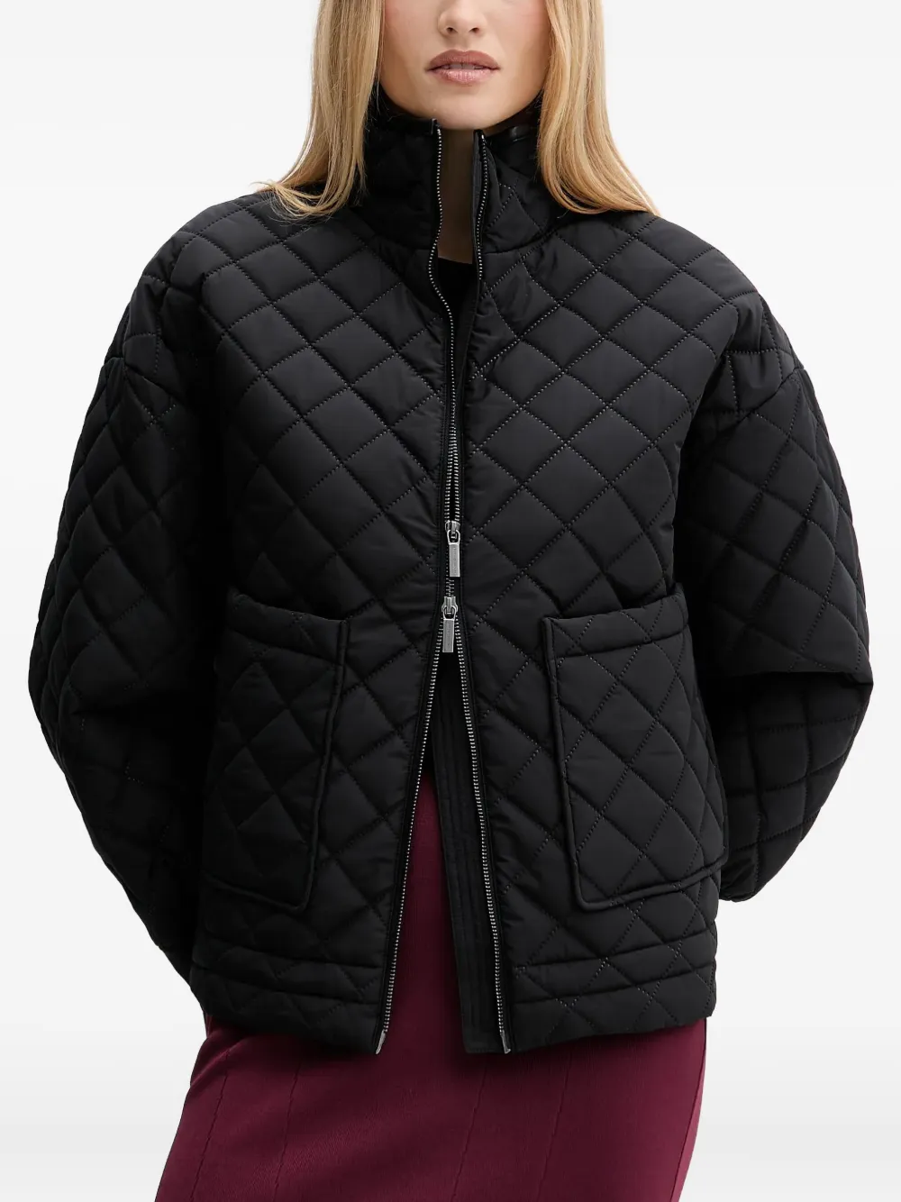 Armani Exchange Quilted Zip Jacket In Black