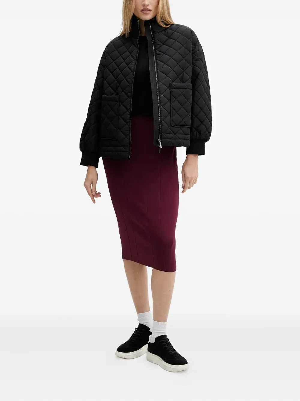 Armani Exchange Quilted Zip Jacket In Black