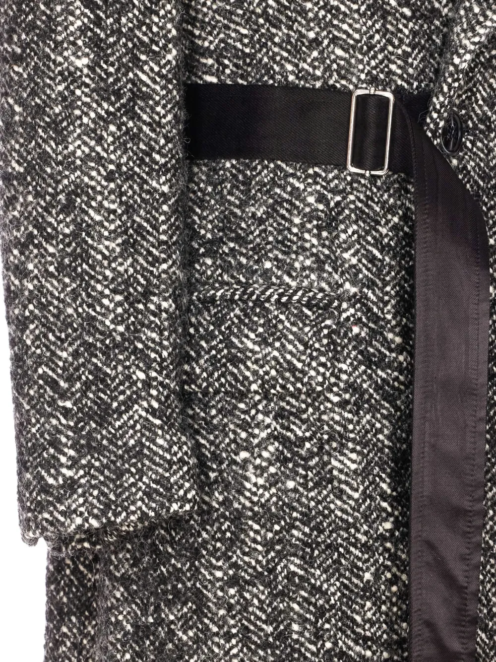 Isabel Marant Ebyane Chevron Wool-blend Tweed Coat In Gray