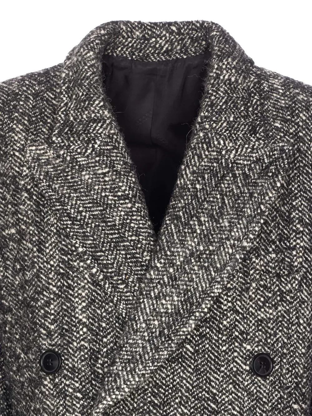 Isabel Marant Ebyane Chevron Wool-blend Tweed Coat In Gray