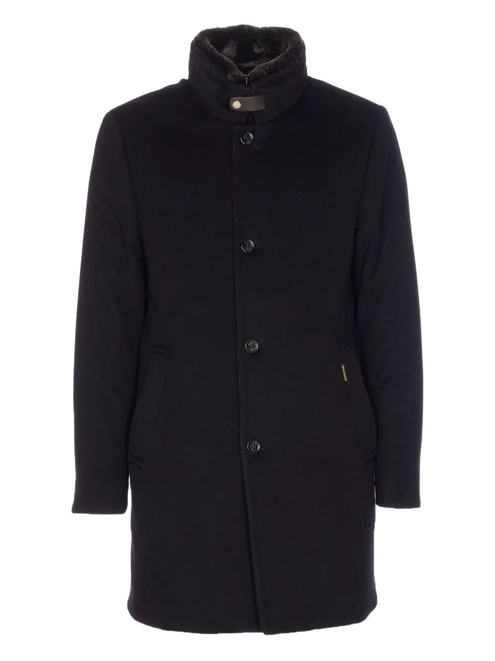 Moorer fur-trimmed buttoned coat | Black | Image 1
