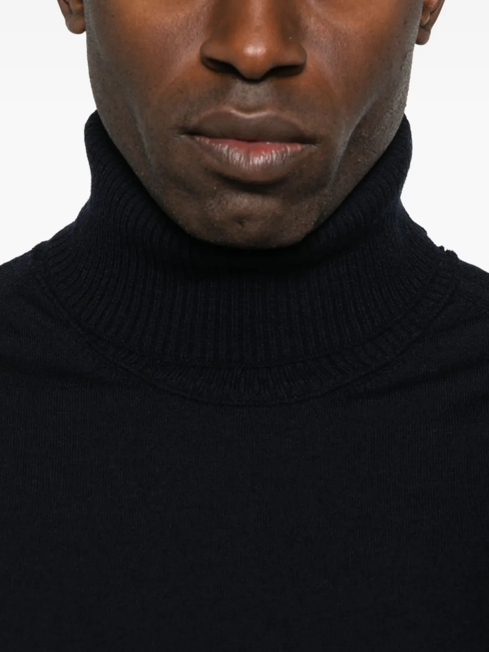 C.p. Company Wool Turtleneck Sweater Logo Detail In Blue