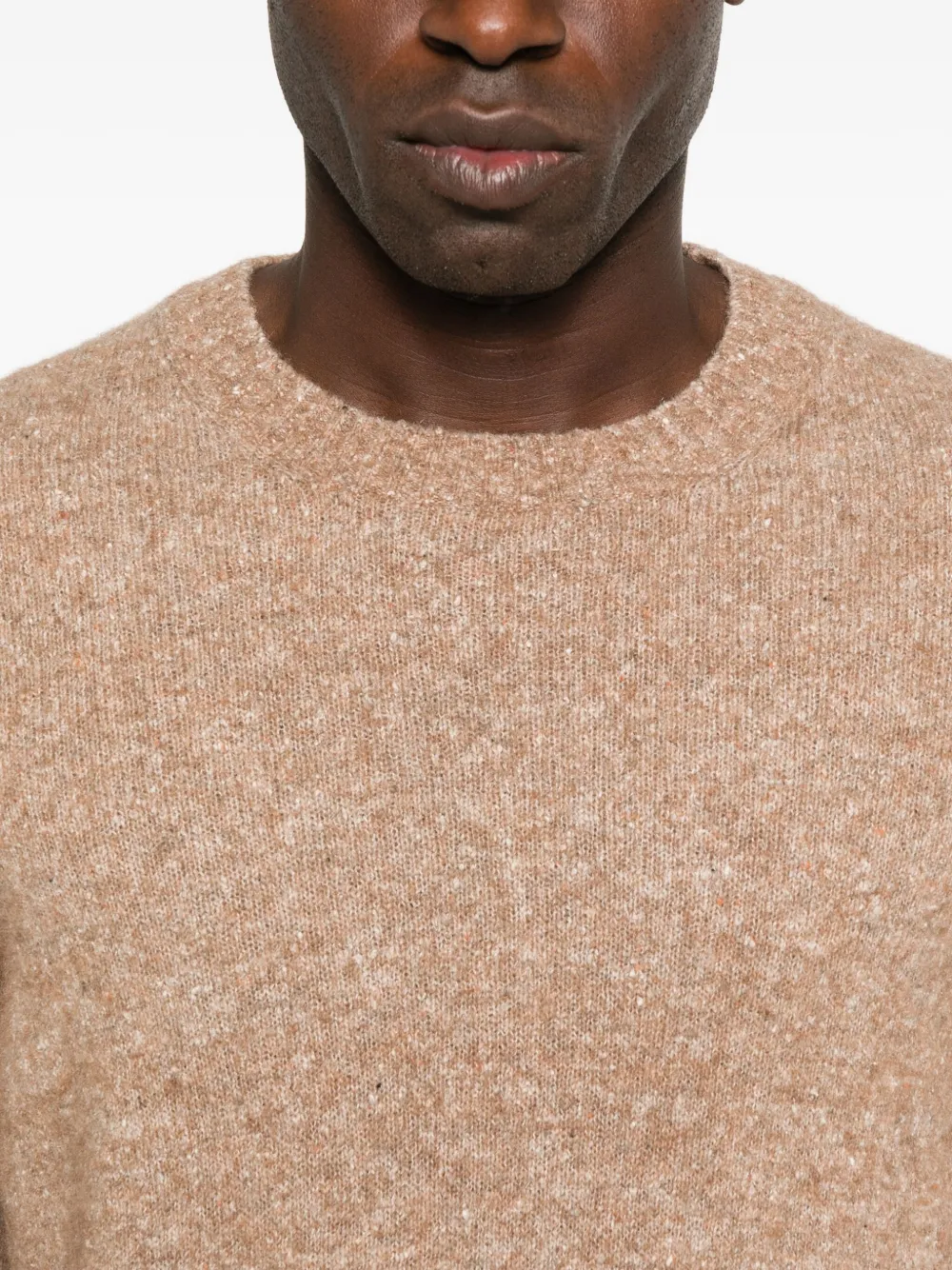 Brunello Cucinelli Gespikkelde trui met ronde hals Beige