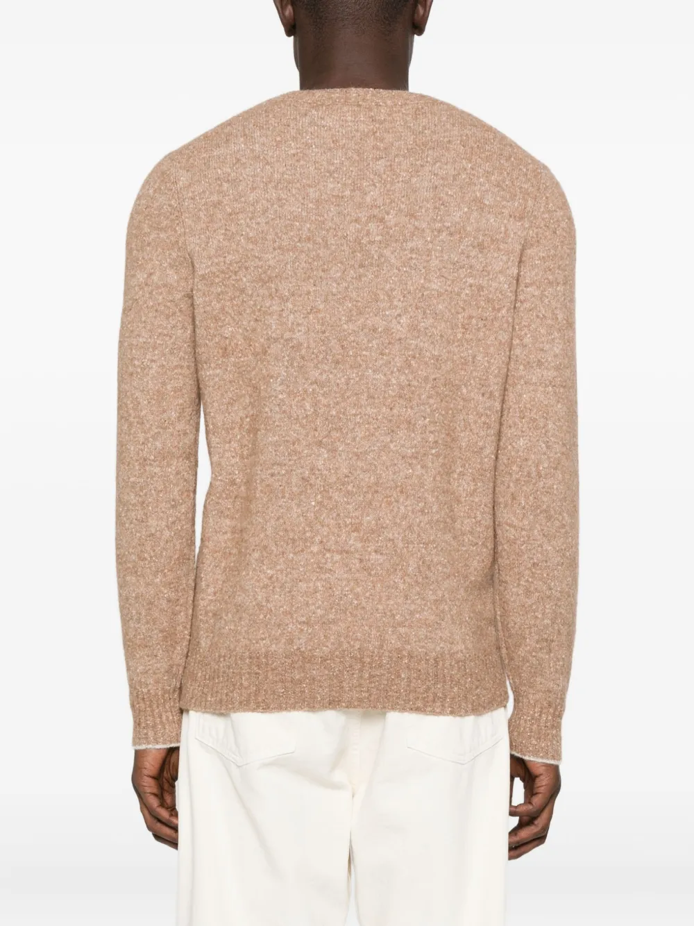 Brunello Cucinelli Gespikkelde trui met ronde hals Beige