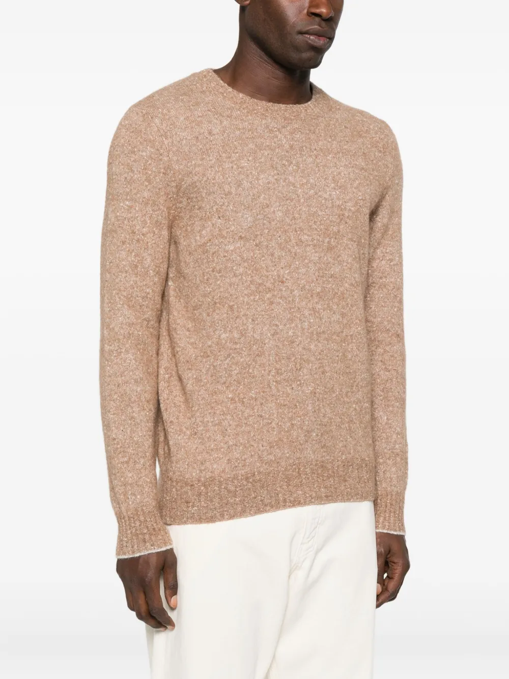 Brunello Cucinelli Gespikkelde trui met ronde hals Beige