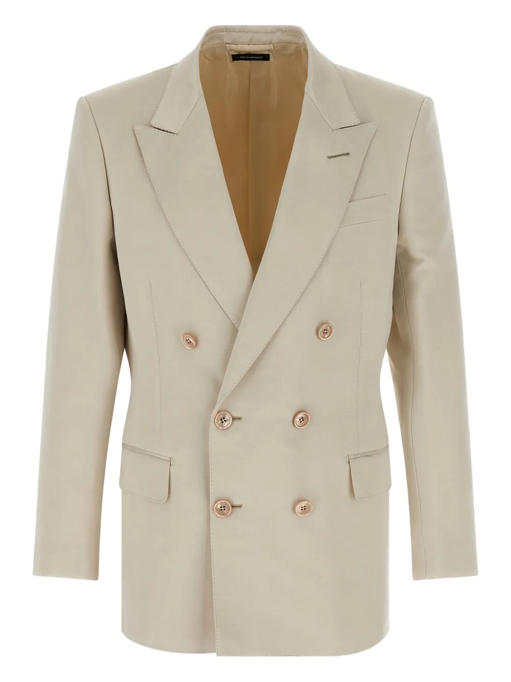 Tom Ford Double-breasted Tailored Blazer Featuring Back Vent In Neutral