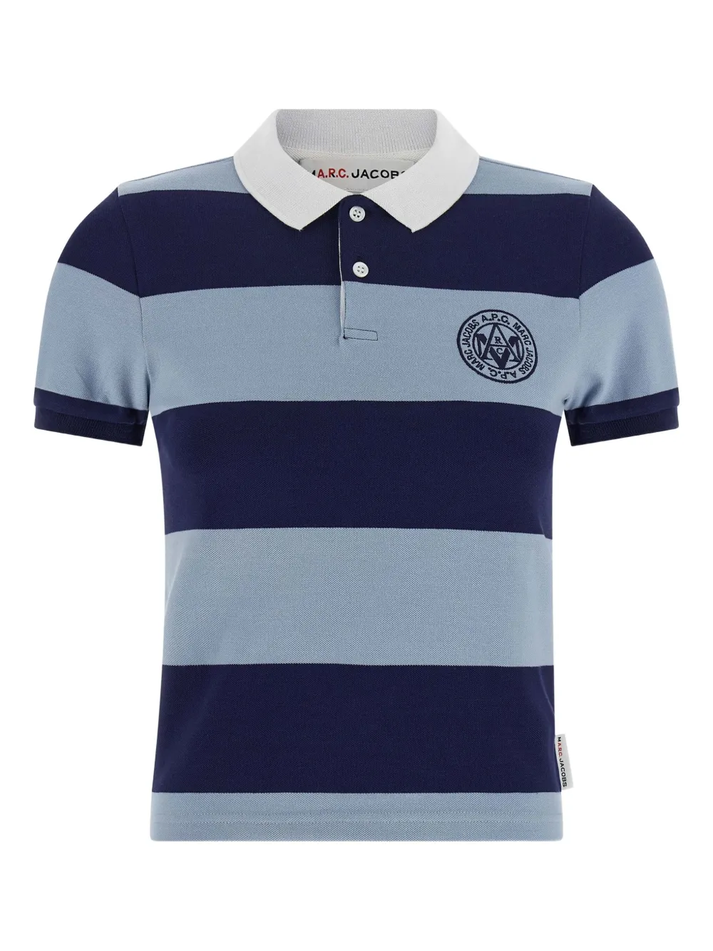 A.P.C. playera tipo polo con rayas estampadas en colaboración con Marc Jacobs | azul | Image 1