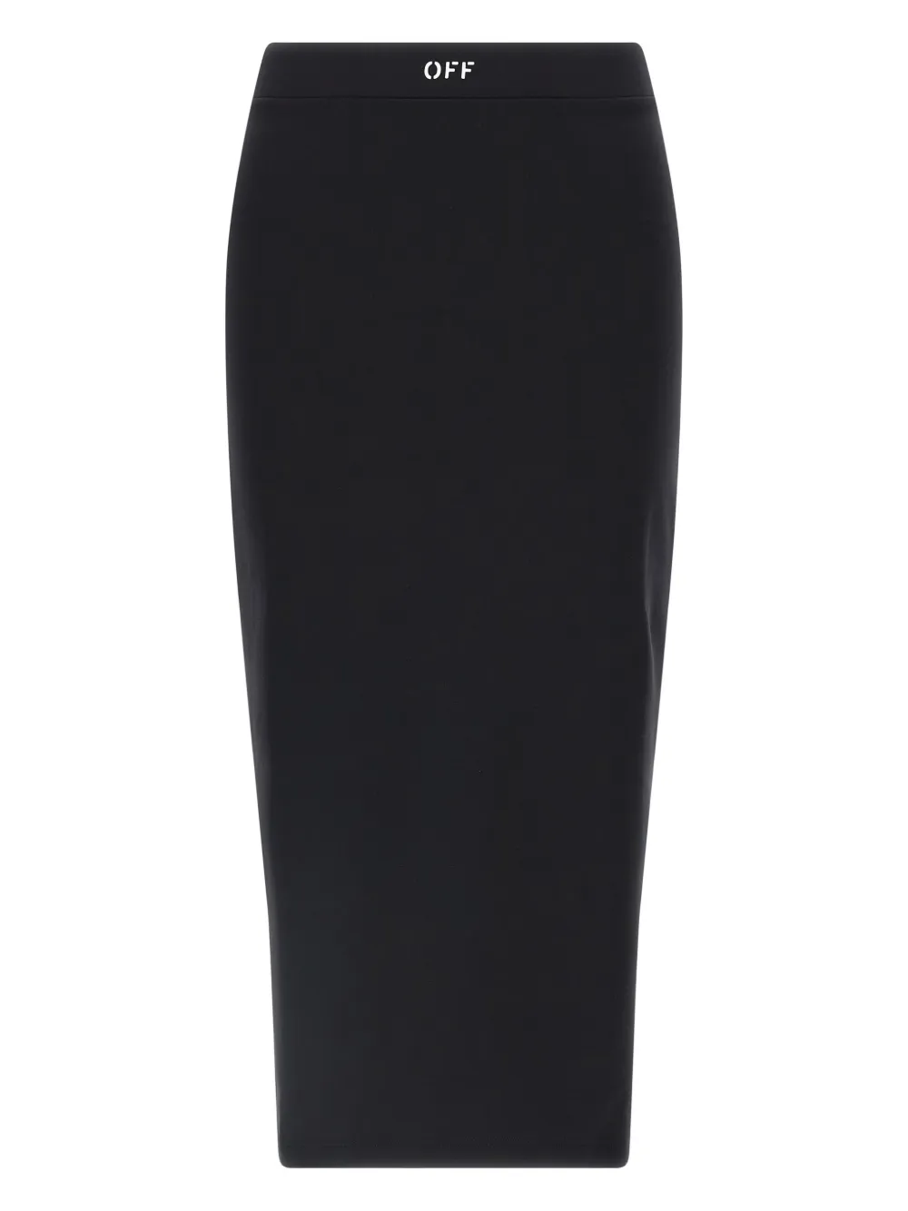 Off-white Fitted Midi Skirt In Stretch Technical Fabric With Front Logo Detail In Black