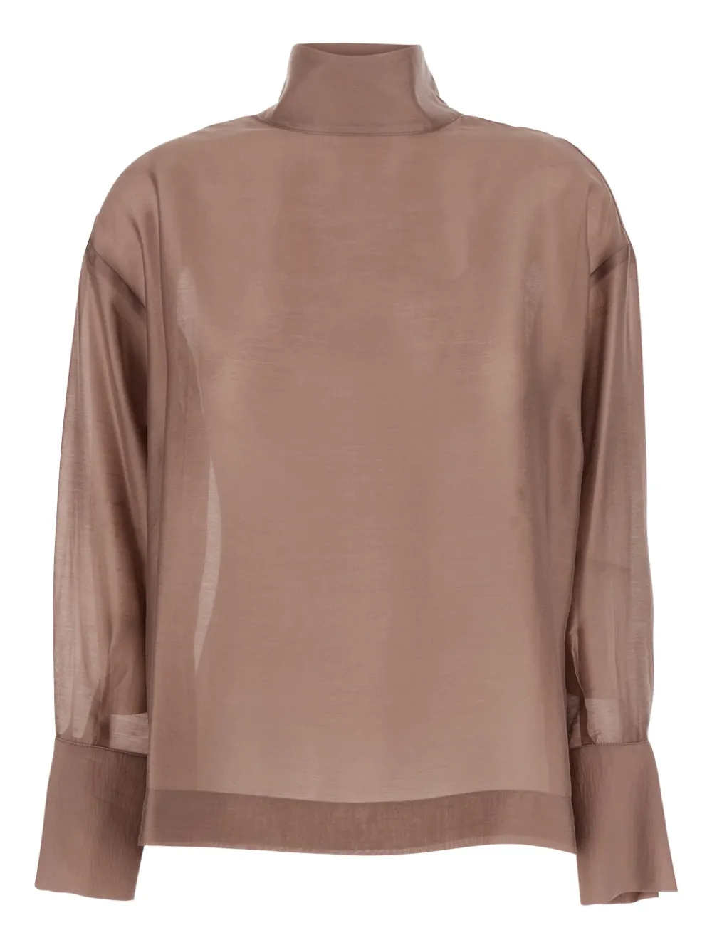 Rame Beige Turtleneck Pullover With Buttoned Cuffs In Tech Fabric Woman In Brown