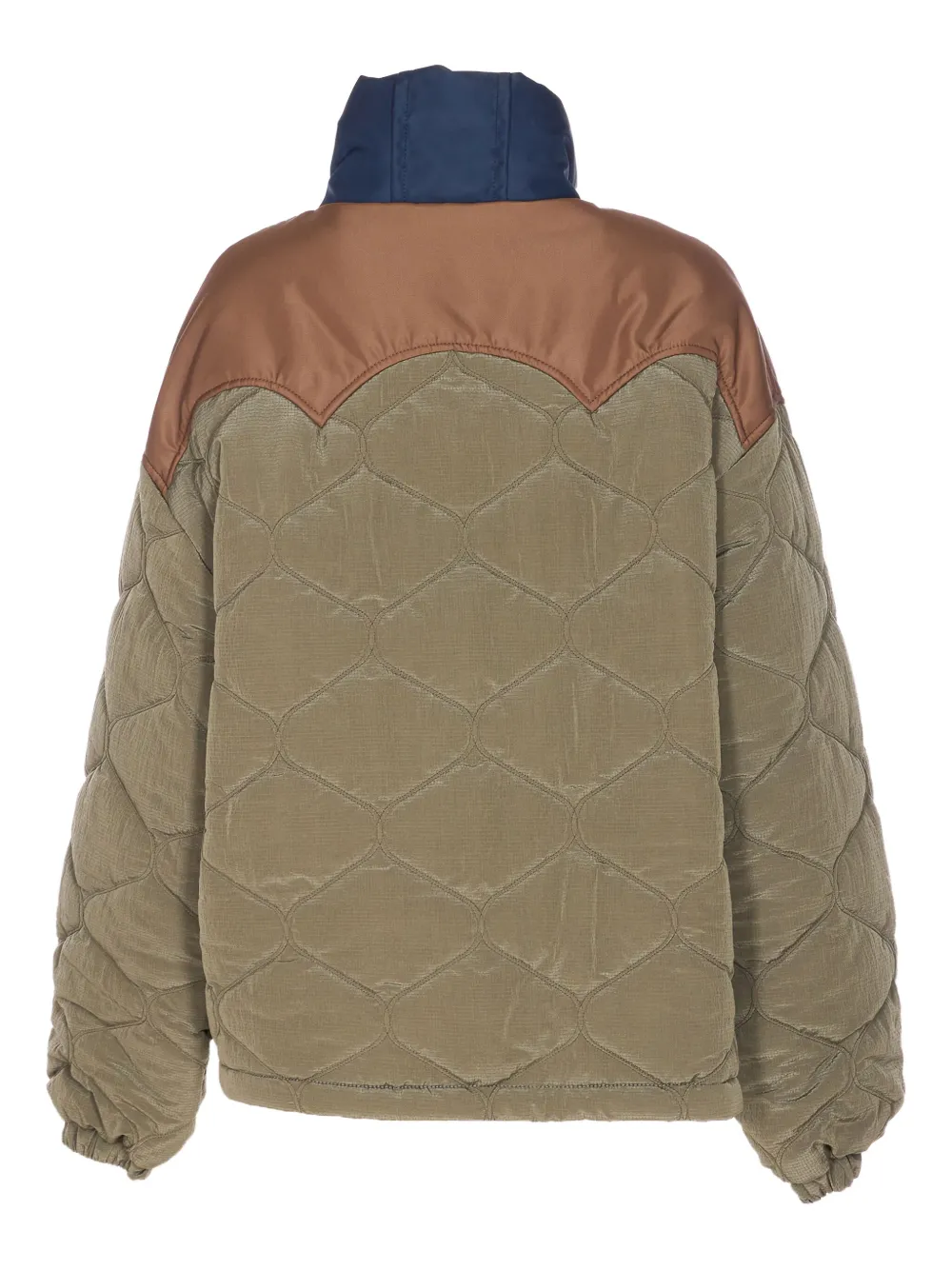 Marbell Quilted Colour-block Bomber Jacket In Blue