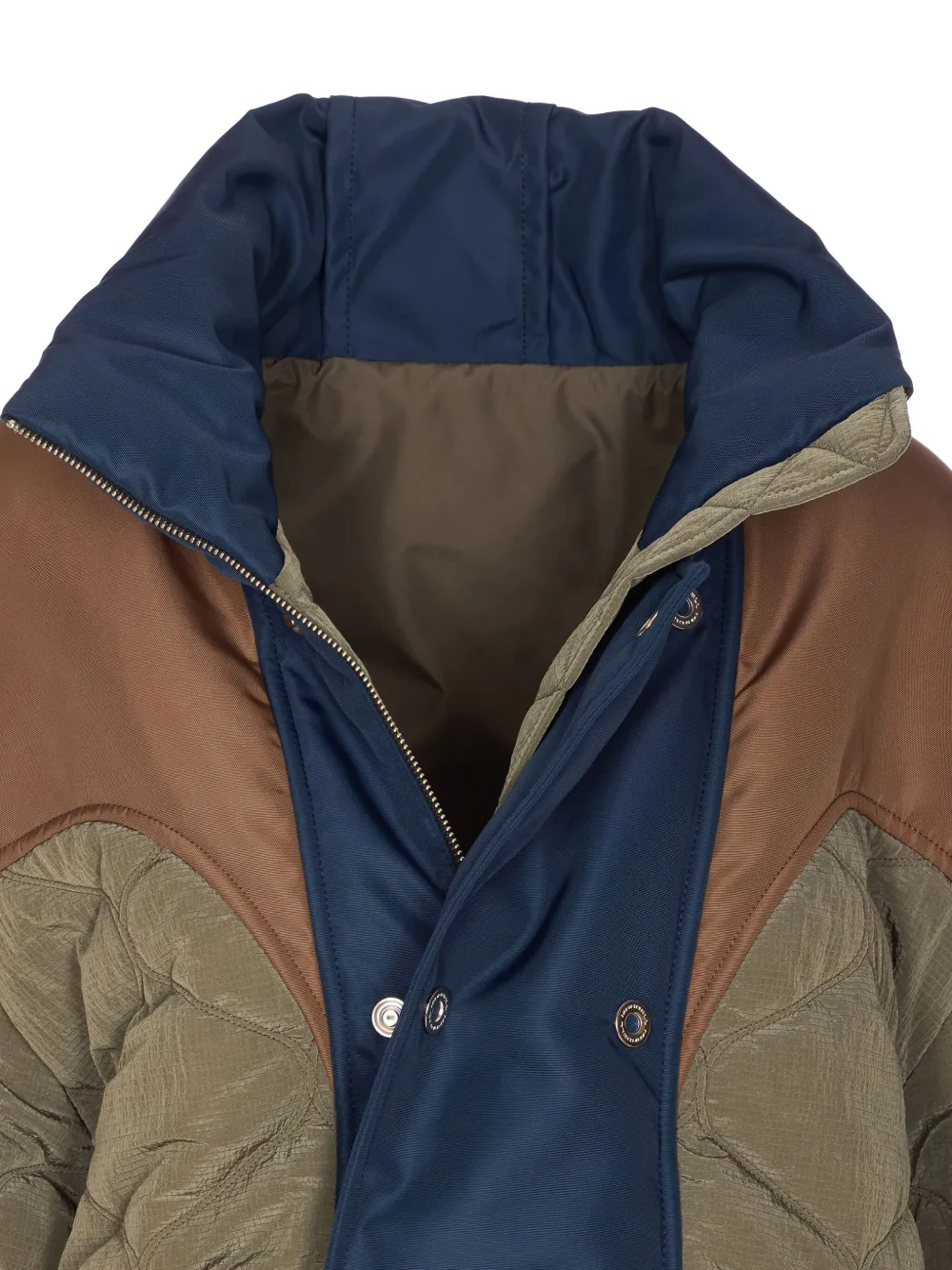 Marbell Quilted Colour-block Bomber Jacket In Blue