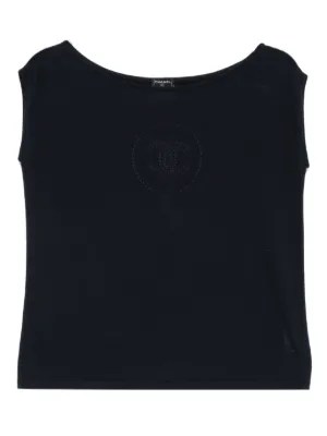 CHANEL Pre-Owned 1990s CC Cropped Tank Top | Black | FARFETCH
