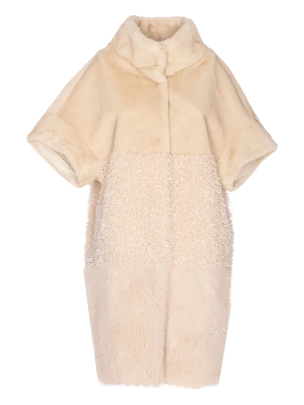 Bully Stand-collar Short-sleeve Coat In Neutral