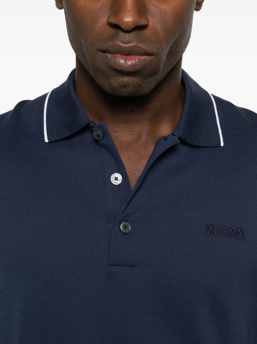Zegna Poloshirt met contrasterende kraag Blauw
