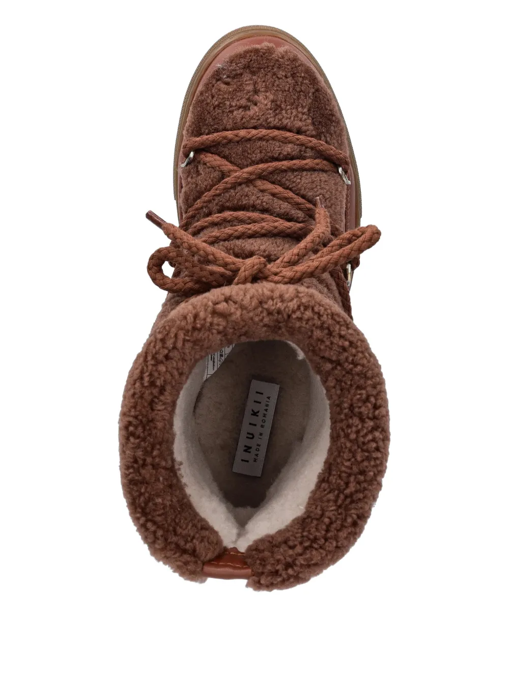 Inuikii Curly Shearling Round-toe Lace-up Boots In Brown