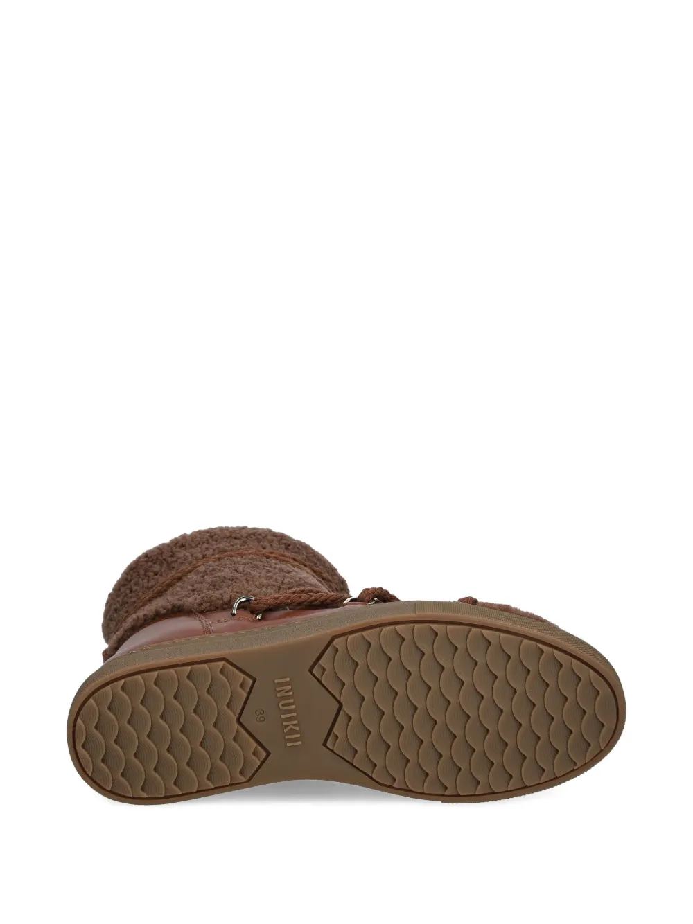 Inuikii Curly Shearling Round-toe Lace-up Boots In Brown