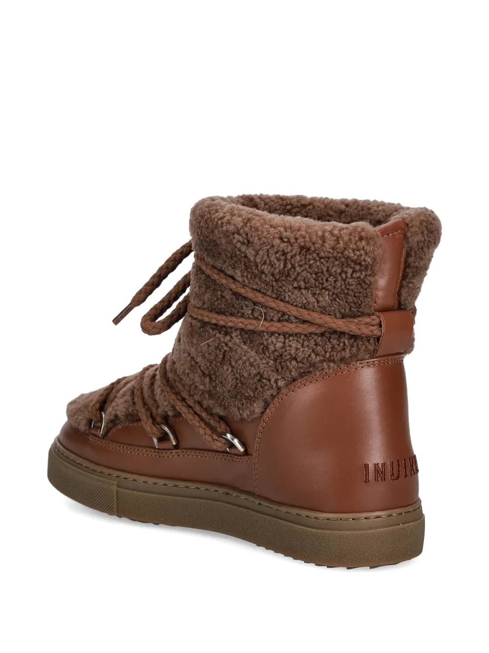Inuikii Curly Shearling Round-toe Lace-up Boots In Brown