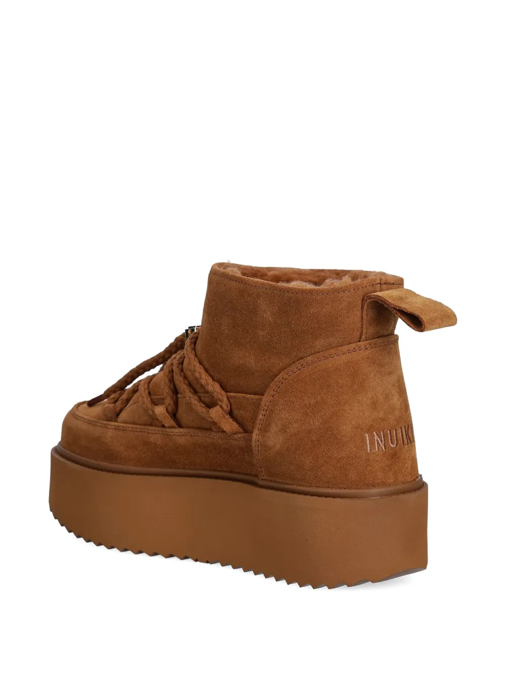 Inuikii Lace-up Braided Platform Boots In Brown