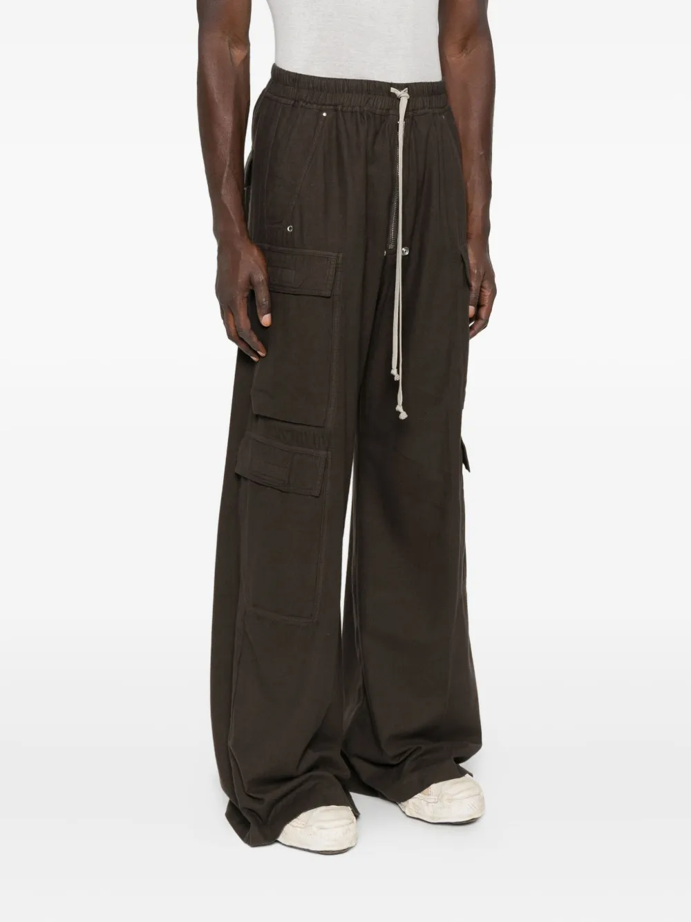 Rick Owens Drkshdw Dark Powder Grey Nylon Double Cargo Jumbo Belas Trousers In Brown