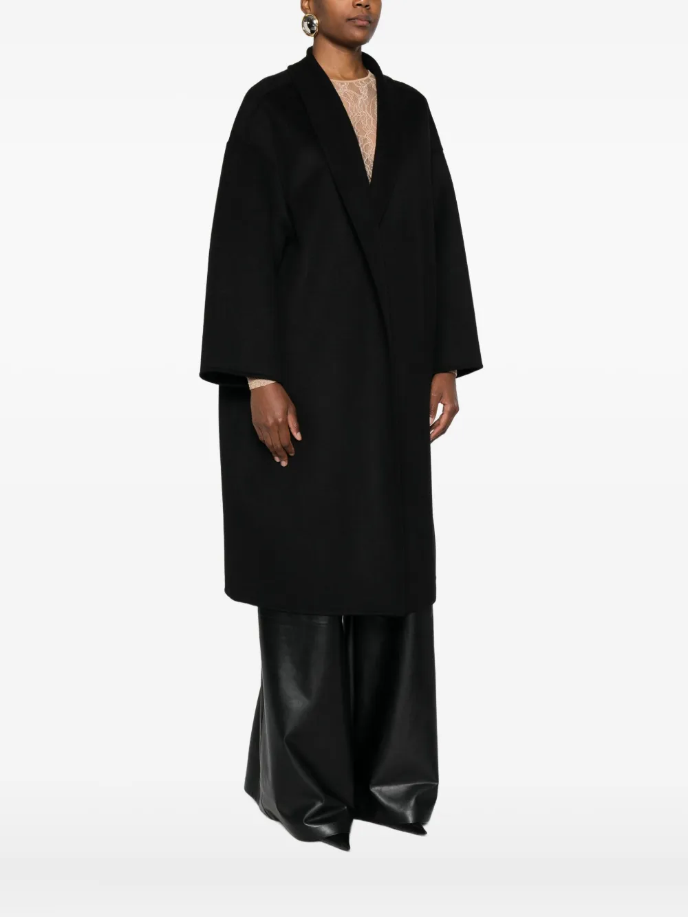 Drykorn V-neck Button-front Coat In Black