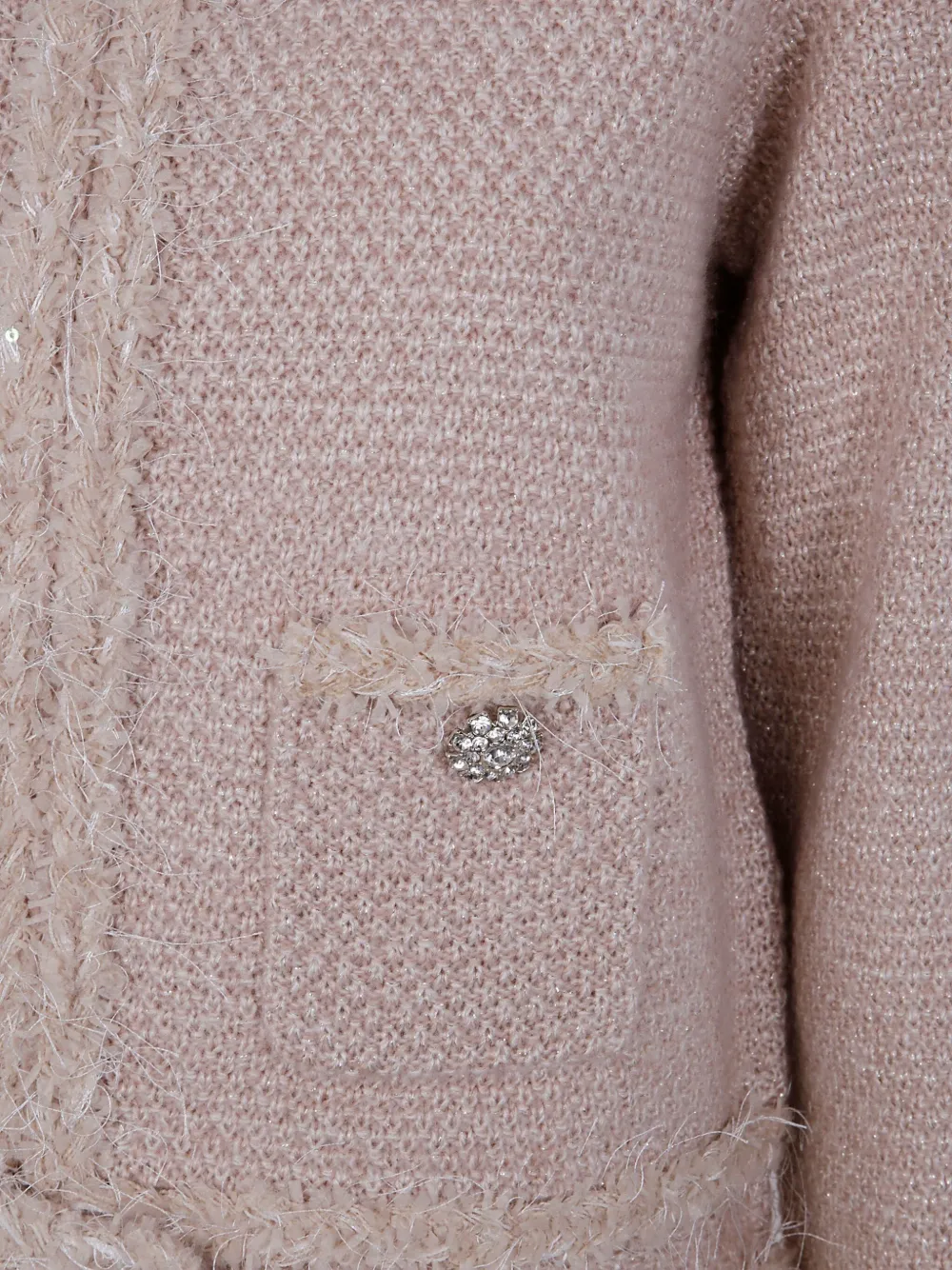 Blugirl Crystal-embellished Tweed Cardigan In Pink