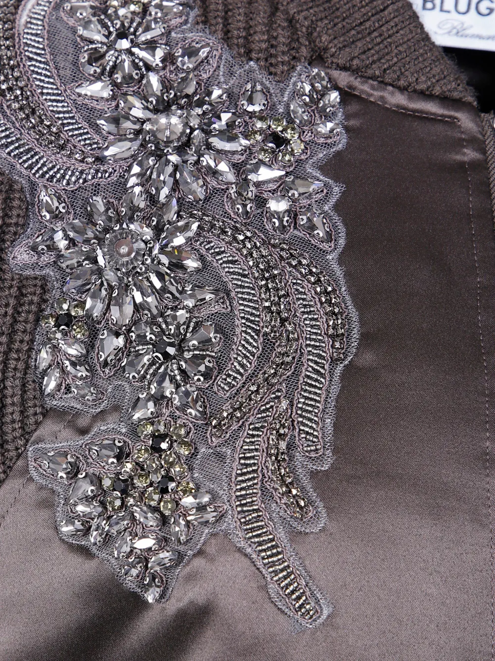 Blugirl Crystal-embellished Bomber Jacket In Brown