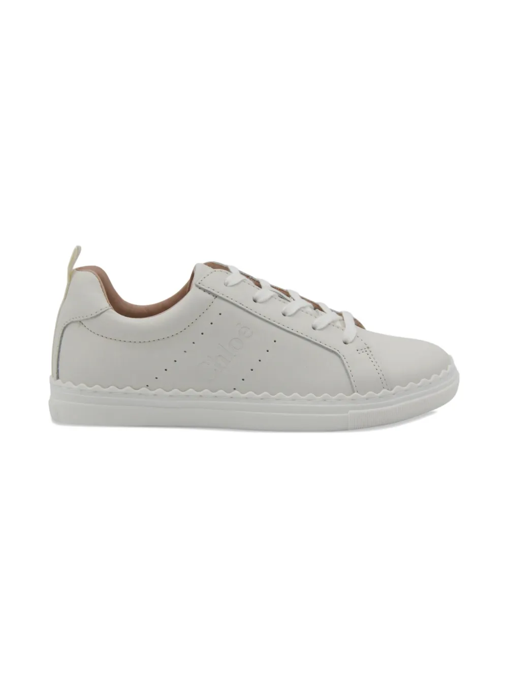 Chloé Kids embossed-logo scalloped-edge sneakers - Wit