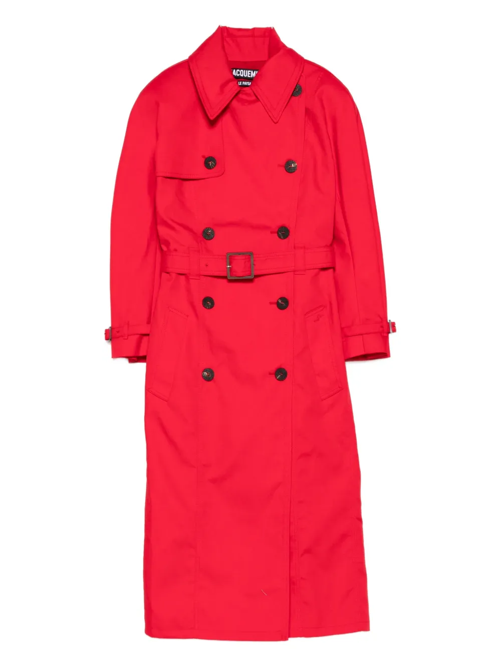 Jacquemus Belted Trench Coat With Structured Collar In Red