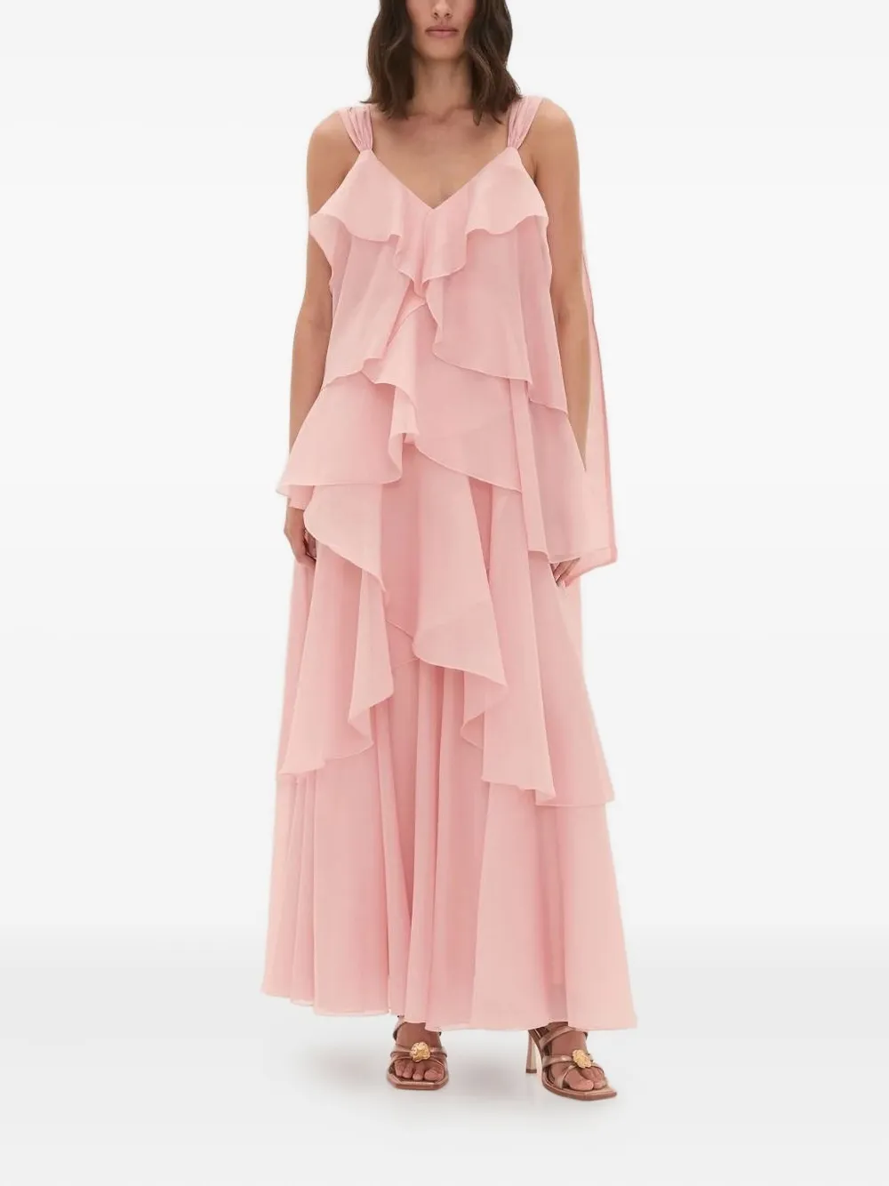 Aje Gracie ruffled bow maxi dress - Roze