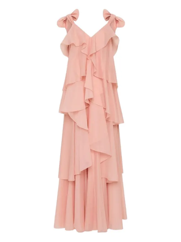 Aje Gracie Ruffled Bow Maxi Dress | Pink | FARFETCH