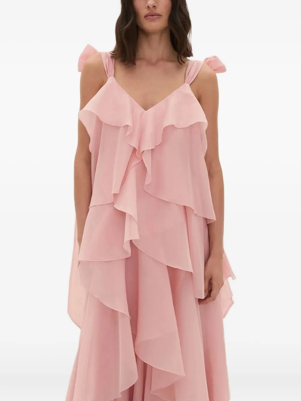 Aje Gracie Ruffled Bow Maxi Dress In Pink